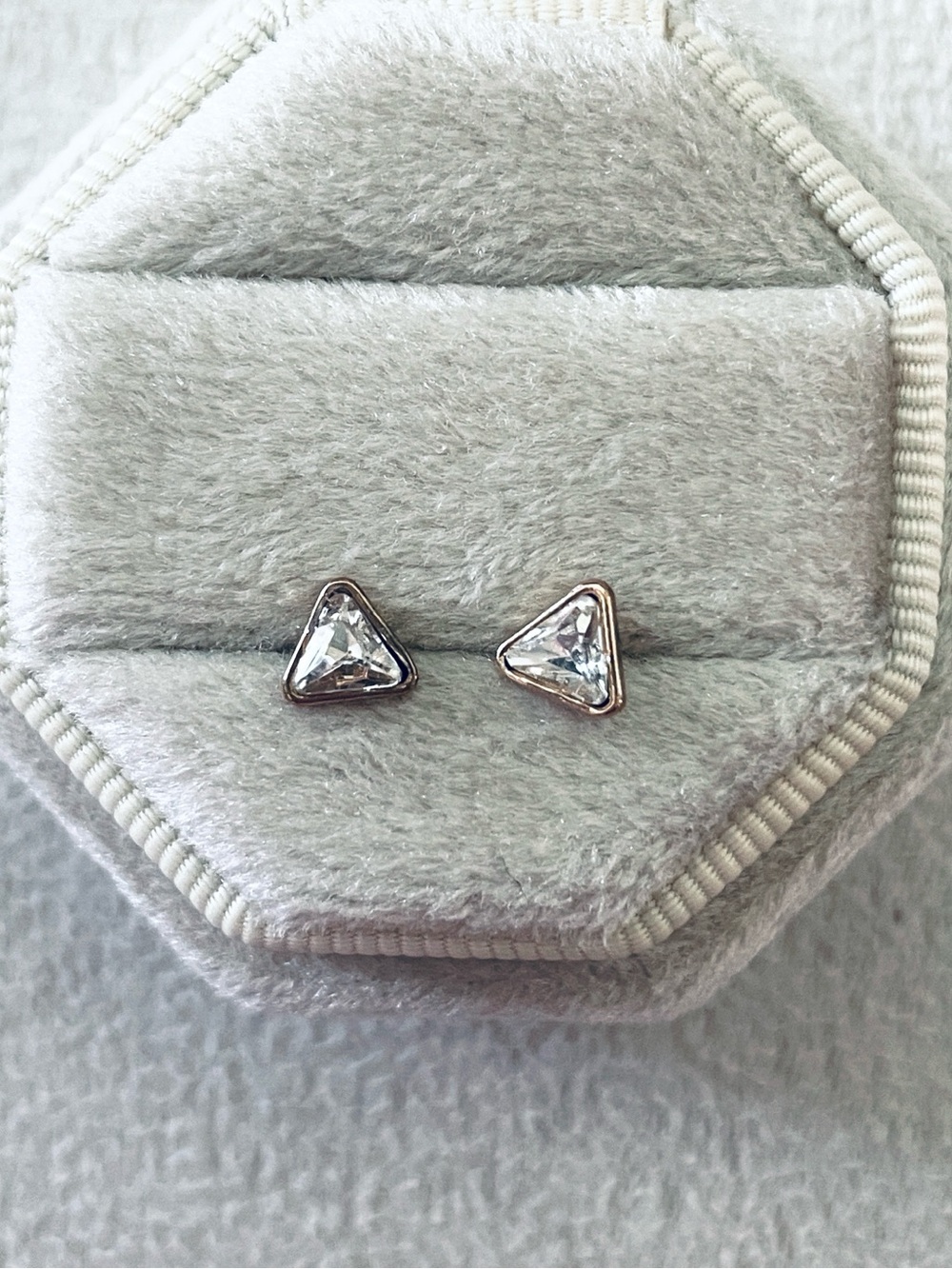 Sparkle triangle stud earrings